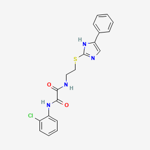 molecular formula C19H17ClN4O2S B2401821 N1-(2-chlorophenyl)-N2-(2-((4-phenyl-1H-imidazol-2-yl)thio)ethyl)oxalamide CAS No. 897457-00-0