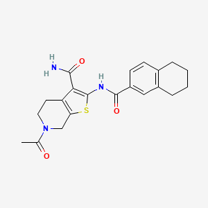 molecular formula C21H23N3O3S B2401830 6-Acetyl-2-(5,6,7,8-tetrahydronaphthalene-2-carboxamido)-4,5,6,7-tetrahydrothieno[2,3-c]pyridine-3-carboxamide CAS No. 864927-91-3