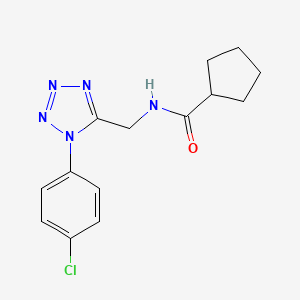 molecular formula C14H16ClN5O B2401853 N-((1-(4-chlorophenyl)-1H-tetrazol-5-yl)methyl)cyclopentanecarboxamide CAS No. 897615-22-4