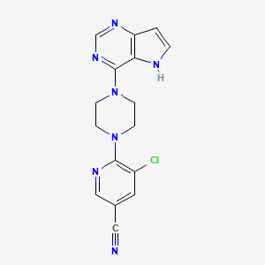 molecular formula C16H14ClN7 B2401868 5-Chloro-6-[4-(5H-pyrrolo[3,2-d]pyrimidin-4-yl)piperazin-1-yl]pyridine-3-carbonitrile CAS No. 2380176-12-3