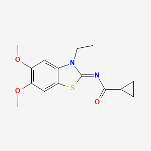 N-(3-ethyl-5,6-dimethoxy-1,3-benzothiazol-2-ylidene)cyclopropanecarboxamide