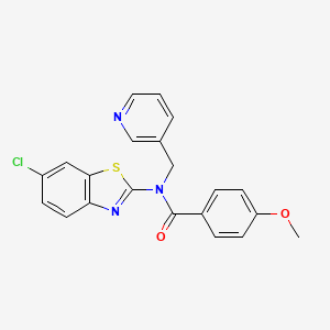 molecular formula C21H16ClN3O2S B2401875 N-(6-chlorobenzo[d]thiazol-2-yl)-4-methoxy-N-(pyridin-3-ylmethyl)benzamide CAS No. 895021-98-4