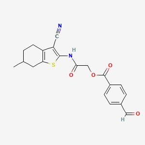 molecular formula C20H18N2O4S B2401878 [2-[(3-Cyano-6-methyl-4,5,6,7-tetrahydro-1-benzothiophen-2-yl)amino]-2-oxoethyl] 4-formylbenzoate CAS No. 805303-36-0