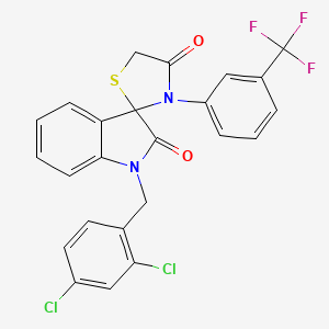 molecular formula C24H15Cl2F3N2O2S B2401881 1'-[(2,4-Dichlorophenyl)methyl]-3-[3-(trifluoromethyl)phenyl]spiro[1,3-thiazolidine-2,3'-indole]-2',4-dione CAS No. 338419-00-4