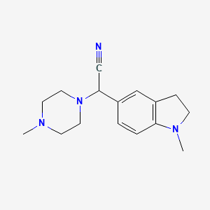 molecular formula C16H22N4 B2401882 2-(1-Methylindolin-5-yl)-2-(4-methylpiperazin-1-yl)acetonitrile CAS No. 1170211-74-1