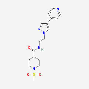 molecular formula C17H23N5O3S B2401891 1-methanesulfonyl-N-{2-[4-(pyridin-4-yl)-1H-pyrazol-1-yl]ethyl}piperidine-4-carboxamide CAS No. 2034353-87-0