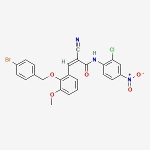 molecular formula C24H17BrClN3O5 B2401897 (Z)-3-[2-[(4-Bromophenyl)methoxy]-3-methoxyphenyl]-N-(2-chloro-4-nitrophenyl)-2-cyanoprop-2-enamide CAS No. 522656-16-2