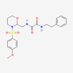 molecular formula C22H27N3O6S B2401899 N1-((3-((4-methoxyphenyl)sulfonyl)-1,3-oxazinan-2-yl)methyl)-N2-phenethyloxalamide CAS No. 872880-83-6