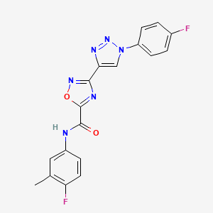 molecular formula C18H12F2N6O2 B2401912 N-(4-fluoro-3-methylphenyl)-3-[1-(4-fluorophenyl)-1H-1,2,3-triazol-4-yl]-1,2,4-oxadiazole-5-carboxamide CAS No. 1251690-11-5