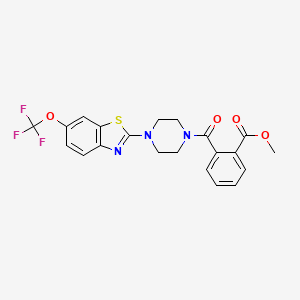 molecular formula C21H18F3N3O4S B2401928 Methyl 2-(4-(6-(trifluoromethoxy)benzo[d]thiazol-2-yl)piperazine-1-carbonyl)benzoate CAS No. 1203332-82-4