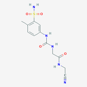 molecular formula C12H15N5O4S B2401929 N-(Cyanomethyl)-2-[(4-methyl-3-sulfamoylphenyl)carbamoylamino]acetamide CAS No. 2305536-15-4