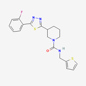molecular formula C19H19FN4OS2 B2401930 3-(5-(2-fluorophenyl)-1,3,4-thiadiazol-2-yl)-N-(thiophen-2-ylmethyl)piperidine-1-carboxamide CAS No. 1351643-01-0