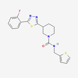 3-(5-(2-fluorophenyl)-1,3,4-thiadiazol-2-yl)-N-(thiophen-2-ylmethyl)piperidine-1-carboxamide