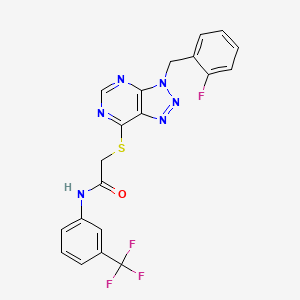 molecular formula C20H14F4N6OS B2401939 2-((3-(2-fluorobenzyl)-3H-[1,2,3]triazolo[4,5-d]pyrimidin-7-yl)thio)-N-(3-(trifluoromethyl)phenyl)acetamide CAS No. 863458-72-4