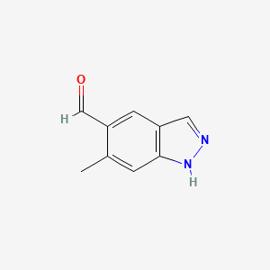 molecular formula C9H8N2O B2401940 6-Methyl-1H-indazole-5-carbaldehyde CAS No. 1638771-81-9