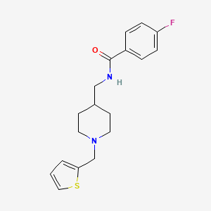 molecular formula C18H21FN2OS B2401941 4-fluoro-N-((1-(thiophen-2-ylmethyl)piperidin-4-yl)methyl)benzamide CAS No. 953998-72-6
