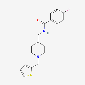 B2401941 4-fluoro-N-((1-(thiophen-2-ylmethyl)piperidin-4-yl)methyl)benzamide CAS No. 953998-72-6