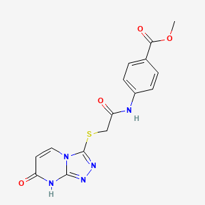 molecular formula C15H13N5O4S B2401942 Methyl 4-(2-((7-oxo-7,8-dihydro-[1,2,4]triazolo[4,3-a]pyrimidin-3-yl)thio)acetamido)benzoate CAS No. 877638-32-9