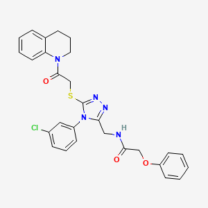 molecular formula C28H26ClN5O3S B2401945 N-{[4-(3-chlorophenyl)-5-{[2-oxo-2-(1,2,3,4-tetrahydroquinolin-1-yl)ethyl]sulfanyl}-4H-1,2,4-triazol-3-yl]methyl}-2-phenoxyacetamide CAS No. 391950-46-2