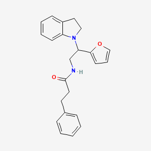 molecular formula C23H24N2O2 B2401947 N-(2-(furan-2-yl)-2-(indolin-1-yl)ethyl)-3-phenylpropanamide CAS No. 898432-75-2