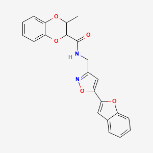 molecular formula C22H18N2O5 B2401951 N-((5-(benzofuran-2-yl)isoxazol-3-yl)methyl)-3-methyl-2,3-dihydrobenzo[b][1,4]dioxine-2-carboxamide CAS No. 1209884-93-4