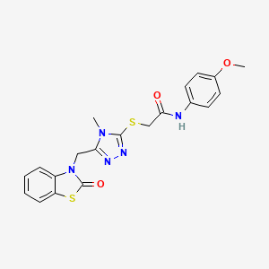 molecular formula C20H19N5O3S2 B2401953 N-(4-methoxyphenyl)-2-((4-methyl-5-((2-oxobenzo[d]thiazol-3(2H)-yl)methyl)-4H-1,2,4-triazol-3-yl)thio)acetamide CAS No. 847400-40-2