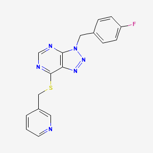 molecular formula C17H13FN6S B2401959 3-(4-fluorobenzyl)-7-((pyridin-3-ylmethyl)thio)-3H-[1,2,3]triazolo[4,5-d]pyrimidine CAS No. 924779-47-5