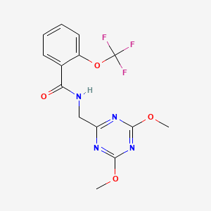 molecular formula C14H13F3N4O4 B2401963 N-[(4,6-dimethoxy-1,3,5-triazin-2-yl)methyl]-2-(trifluoromethoxy)benzamide CAS No. 2034411-57-7
