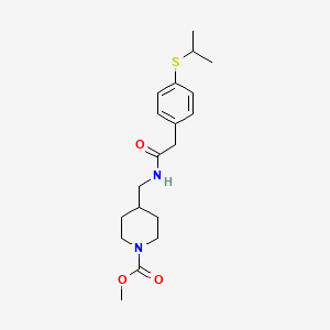 molecular formula C19H28N2O3S B2401966 Methyl 4-((2-(4-(isopropylthio)phenyl)acetamido)methyl)piperidine-1-carboxylate CAS No. 1234897-88-1