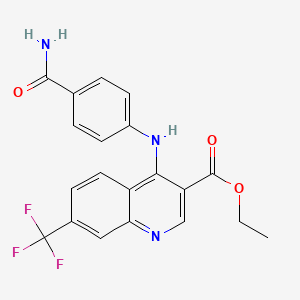 Ethyl 4-[(4-carbamoylphenyl)amino]-7-(trifluoromethyl)quinoline-3-carboxylate