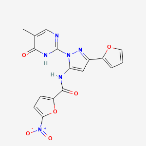N-(1-(4,5-dimethyl-6-oxo-1,6-dihydropyrimidin-2-yl)-3-(furan-2-yl)-1H-pyrazol-5-yl)-5-nitrofuran-2-carboxamide