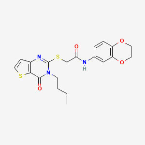 2-[(3-butyl-4-oxo-3,4-dihydrothieno[3,2-d]pyrimidin-2-yl)sulfanyl]-N-(2,3-dihydro-1,4-benzodioxin-6-yl)acetamide