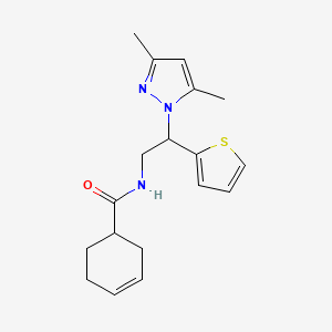 molecular formula C18H23N3OS B2401990 N-(2-(3,5-dimethyl-1H-pyrazol-1-yl)-2-(thiophen-2-yl)ethyl)cyclohex-3-enecarboxamide CAS No. 2097917-10-5