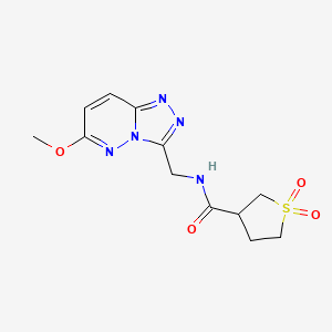 molecular formula C12H15N5O4S B2402000 N-((6-methoxy-[1,2,4]triazolo[4,3-b]pyridazin-3-yl)methyl)tetrahydrothiophene-3-carboxamide 1,1-dioxide CAS No. 2034353-38-1