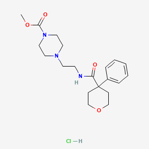 methyl 4-(2-(4-phenyltetrahydro-2H-pyran-4-carboxamido)ethyl)piperazine-1-carboxylate hydrochloride