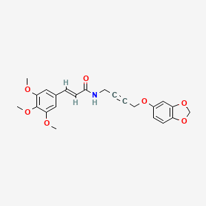 molecular formula C23H23NO7 B2402022 (E)-N-(4-(benzo[d][1,3]dioxol-5-yloxy)but-2-yn-1-yl)-3-(3,4,5-trimethoxyphenyl)acrylamide CAS No. 1428382-34-6