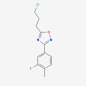 molecular formula C12H12ClFN2O B2402029 5-(3-Chloropropyl)-3-(3-fluoro-4-methylphenyl)-1,2,4-oxadiazole CAS No. 929972-97-4