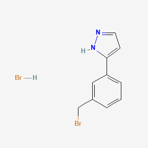 molecular formula C10H10Br2N2 B2402031 5-[3-(Bromomethyl)phenyl]-1H-pyrazole;hydrobromide CAS No. 2416235-31-7
