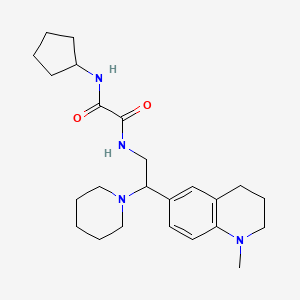 molecular formula C24H36N4O2 B2402033 N-cyclopentyl-N'-[2-(1-methyl-1,2,3,4-tetrahydroquinolin-6-yl)-2-(piperidin-1-yl)ethyl]ethanediamide CAS No. 922040-16-2