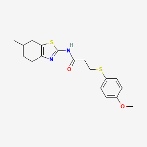 molecular formula C18H22N2O2S2 B2402038 3-((4-methoxyphenyl)thio)-N-(6-methyl-4,5,6,7-tetrahydrobenzo[d]thiazol-2-yl)propanamide CAS No. 942006-79-3