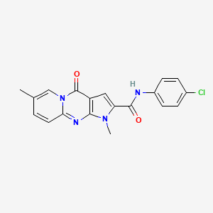 molecular formula C19H15ClN4O2 B2402039 N-(4-chlorophenyl)-1,7-dimethyl-4-oxo-1,4-dihydropyrido[1,2-a]pyrrolo[2,3-d]pyrimidine-2-carboxamide CAS No. 896835-14-6