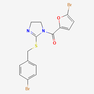 (2-((4-bromobenzyl)thio)-4,5-dihydro-1H-imidazol-1-yl)(5-bromofuran-2-yl)methanone
