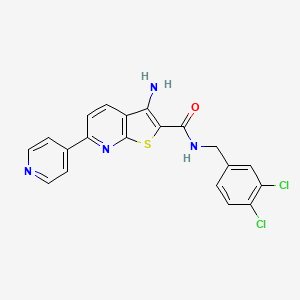 molecular formula C20H14Cl2N4OS B2402052 3-amino-N-[(3,4-dichlorophenyl)methyl]-6-pyridin-4-ylthieno[2,3-b]pyridine-2-carboxamide CAS No. 445267-48-1