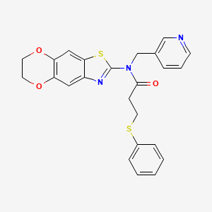 molecular formula C24H21N3O3S2 B2402071 N-(6,7-dihydro-[1,4]dioxino[2,3-f][1,3]benzothiazol-2-yl)-3-phenylsulfanyl-N-(pyridin-3-ylmethyl)propanamide CAS No. 895027-22-2