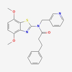 molecular formula C24H23N3O3S B2402077 N-(4,7-dimethoxybenzo[d]thiazol-2-yl)-3-phenyl-N-(pyridin-3-ylmethyl)propanamide CAS No. 895433-26-8
