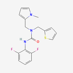 molecular formula C18H17F2N3OS B2402083 3-(2,6-difluorophenyl)-1-((1-methyl-1H-pyrrol-2-yl)methyl)-1-(thiophen-2-ylmethyl)urea CAS No. 1257548-21-2