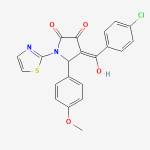 molecular formula C21H15ClN2O4S B2402084 4-(4-chlorobenzoyl)-3-hydroxy-5-(4-methoxyphenyl)-1-(thiazol-2-yl)-1H-pyrrol-2(5H)-one CAS No. 332022-65-8