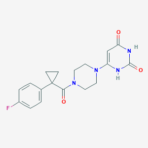 molecular formula C18H19FN4O3 B2402085 6-(4-(1-(4-氟苯基)环丙烷-1-羰基)哌嗪-1-基)嘧啶-2,4(1H,3H)-二酮 CAS No. 2309217-44-3