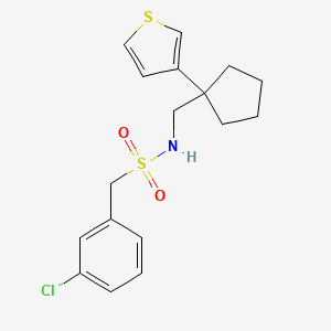 molecular formula C17H20ClNO2S2 B2402097 1-(3-chlorophenyl)-N-((1-(thiophen-3-yl)cyclopentyl)methyl)methanesulfonamide CAS No. 2034600-13-8