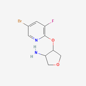 molecular formula C9H10BrFN2O2 B2402101 4-[(5-Bromo-3-fluoropyridin-2-yl)oxy]oxolan-3-amine CAS No. 2197600-86-3